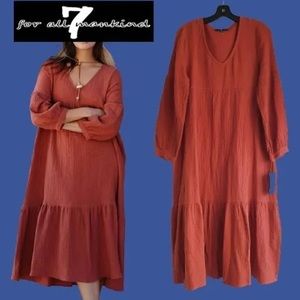 🔥🔥7 FOR ALL MANKIND Tiered Maxi Dress in apricot color